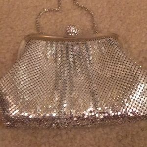 Kate Landry evening bag silver hide a way straps